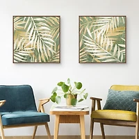 Golden Leaves Framed Canvas Art Prints, Set of 2