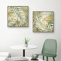 Golden Leaves Framed Canvas Art Prints, Set of 2