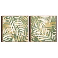 Golden Leaves Framed Canvas Art Prints, Set of 2