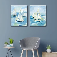 Blue Setting Sail Framed Canvas Prints, Set of 2