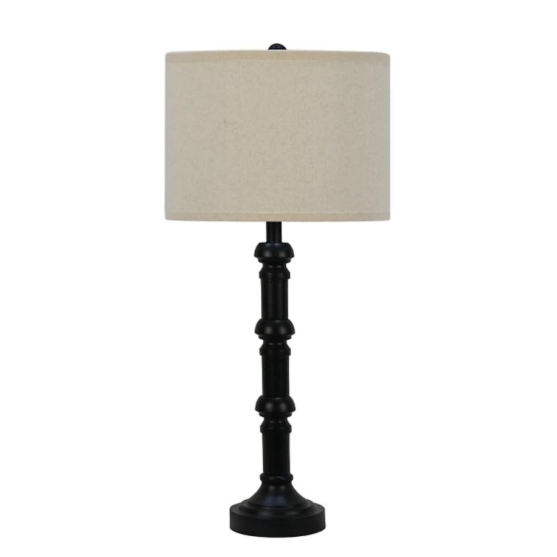 Satin Black Stacked Column Table Lamp