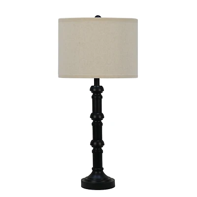 Satin Black Stacked Column Table Lamp