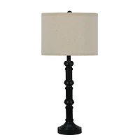 Satin Black Stacked Column Table Lamp