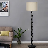 Satin Black Stacked Column Floor Lamp