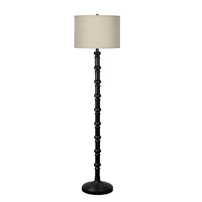 Satin Black Stacked Column Floor Lamp