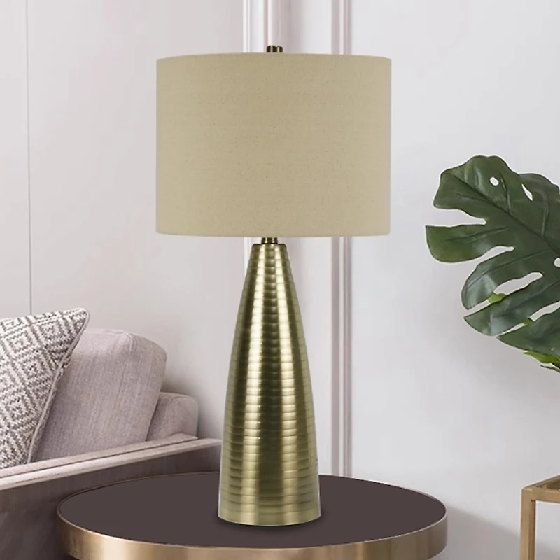 Gold Ribbed Tapered Table Lamp