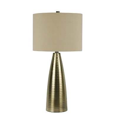 Gold Ribbed Tapered Table Lamp