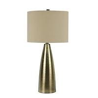 Gold Ribbed Tapered Table Lamp