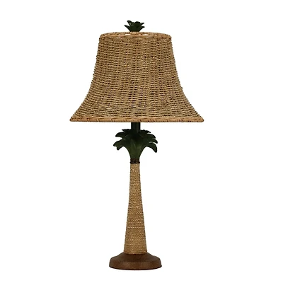 Palm Tree Table Lamp with Rattan Shade