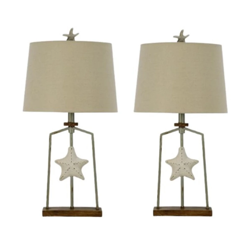 Antique Starfish Table Lamps, Set of 2