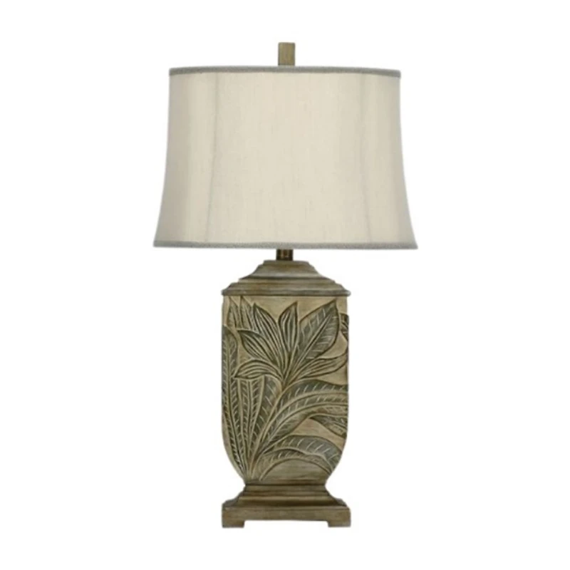 Green Embossed Leaves Table Lamp