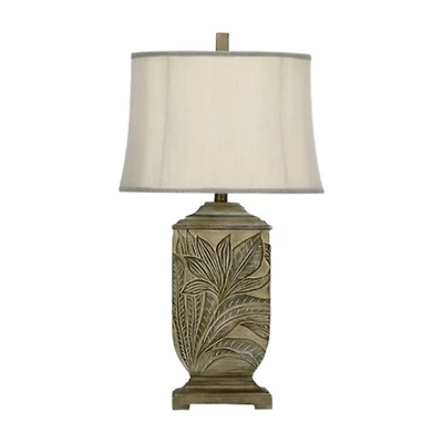 Green Embossed Leaves Table Lamp