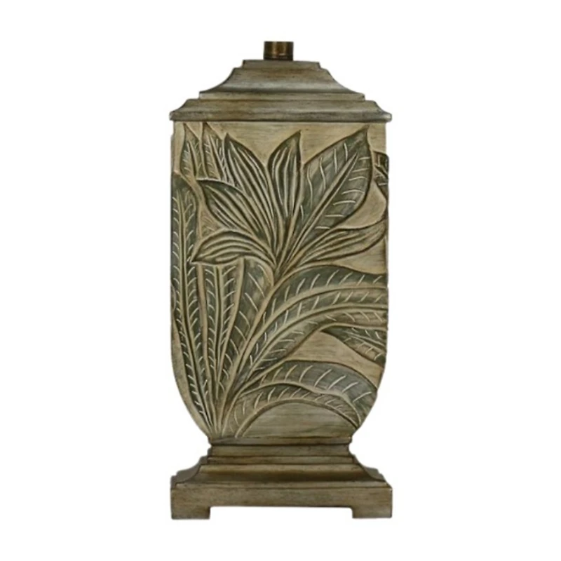 Green Embossed Leaves Table Lamps, Set of 2