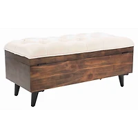 Beige Upholstered Wood Carlien Storage Bench