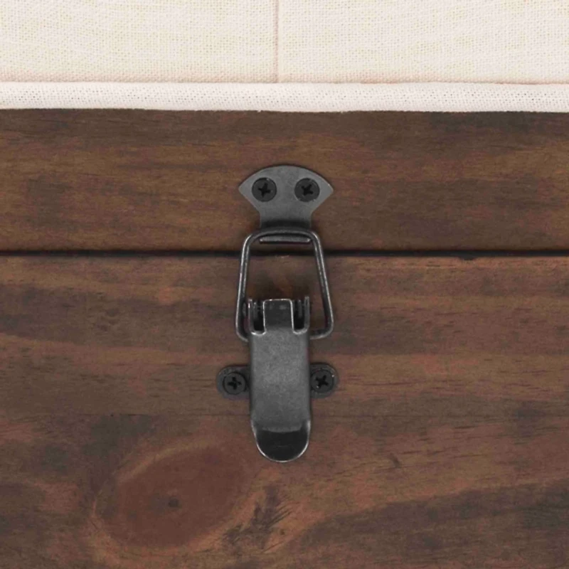 Beige Upholstered Wood Carlien Storage Bench