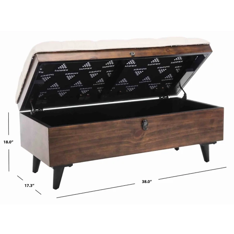 Beige Upholstered Wood Carlien Storage Bench