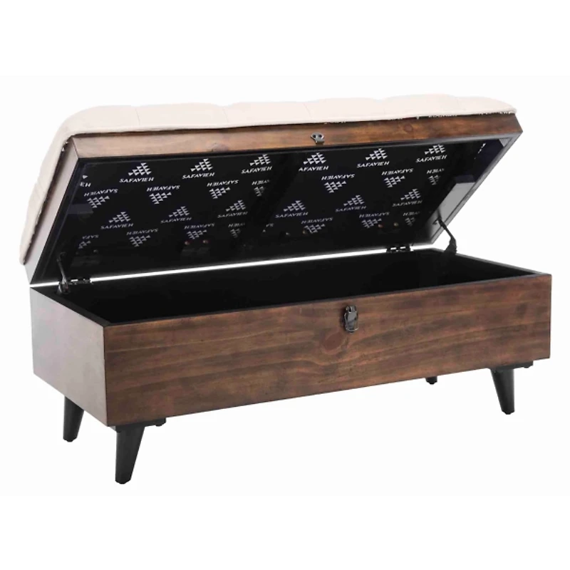 Beige Upholstered Wood Carlien Storage Bench