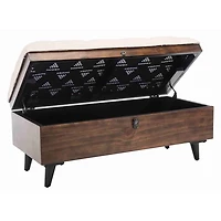 Beige Upholstered Wood Carlien Storage Bench