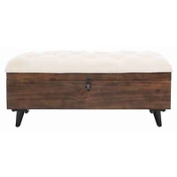 Beige Upholstered Wood Carlien Storage Bench