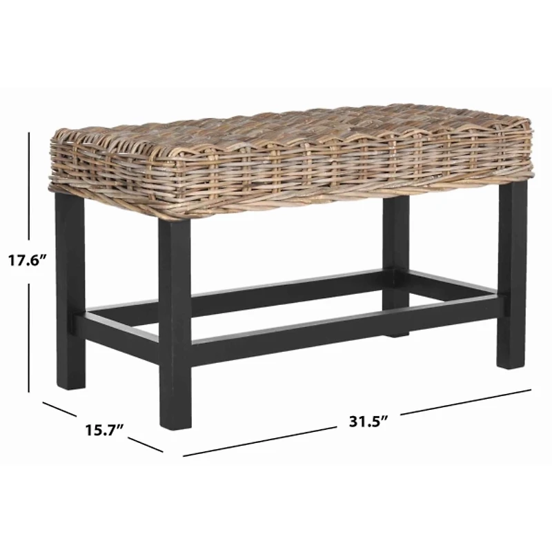 Graywash Woven Rattan Zula Bench