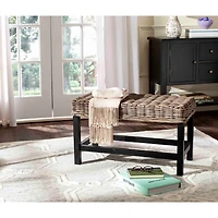 Graywash Woven Rattan Zula Bench