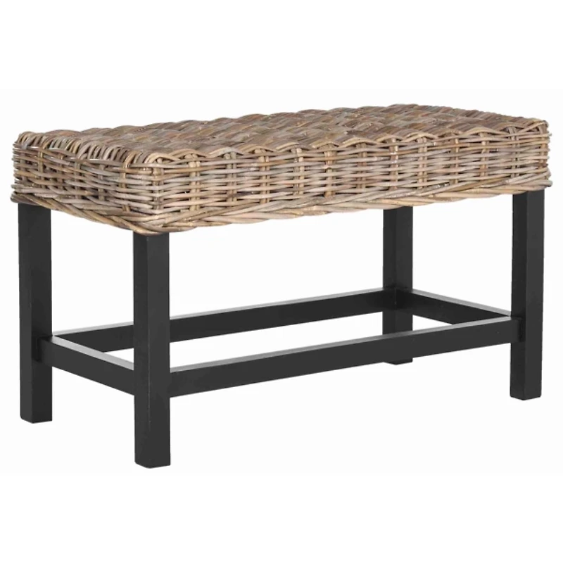 Graywash Woven Rattan Zula Bench