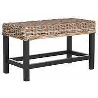 Graywash Woven Rattan Zula Bench