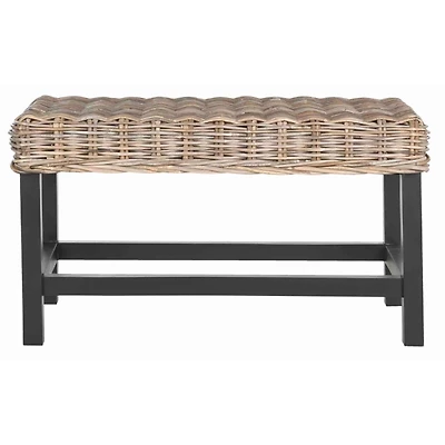 Graywash Woven Rattan Zula Bench