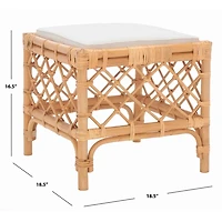 Natural Rattan Upholstered Larroux Ottoman