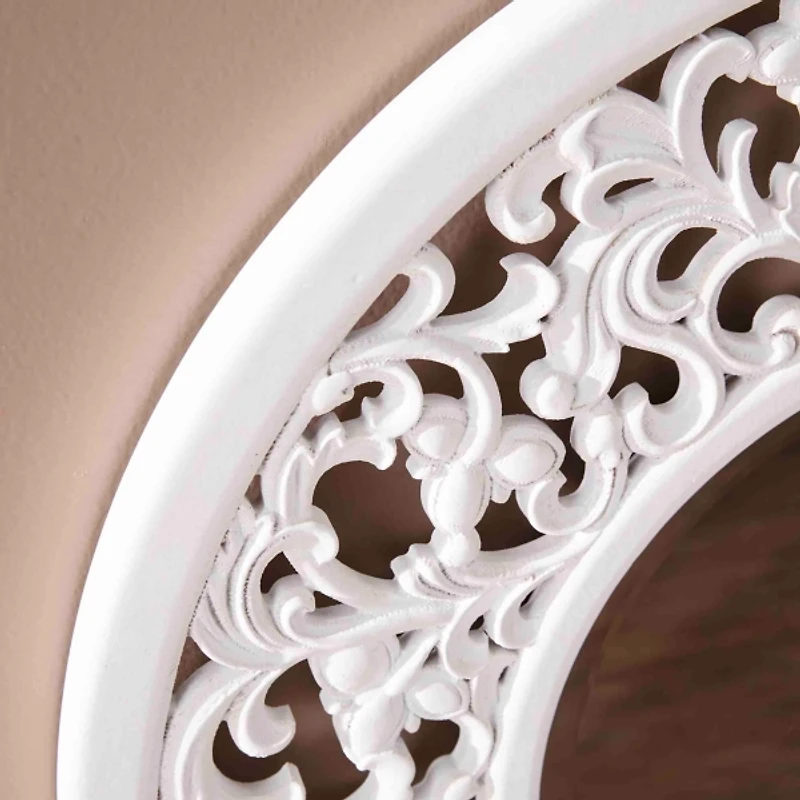 Round White Scroll Lila Wall Mirror