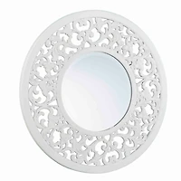 Round White Scroll Lila Wall Mirror