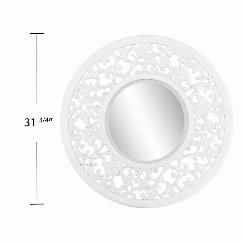 Round White Scroll Lila Wall Mirror