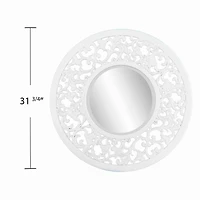 Round White Scroll Lila Wall Mirror