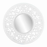 Round White Scroll Lila Wall Mirror
