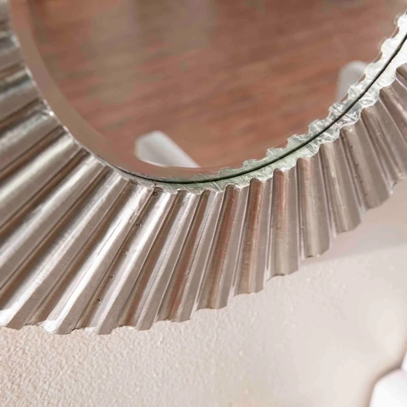 Round Silver May Ribbed Wall Mirror