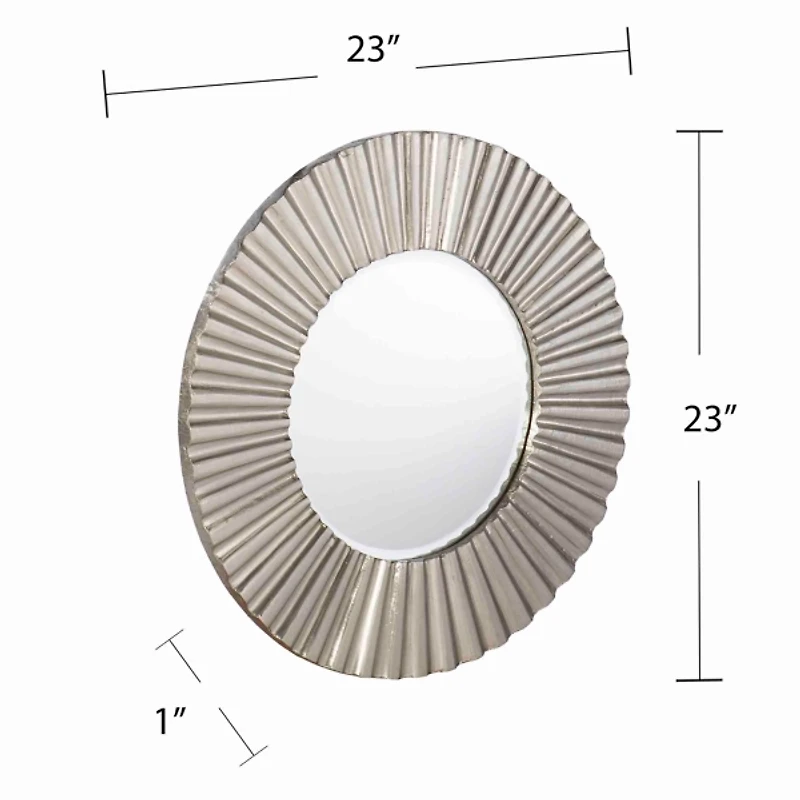 Round Silver May Ribbed Wall Mirror
