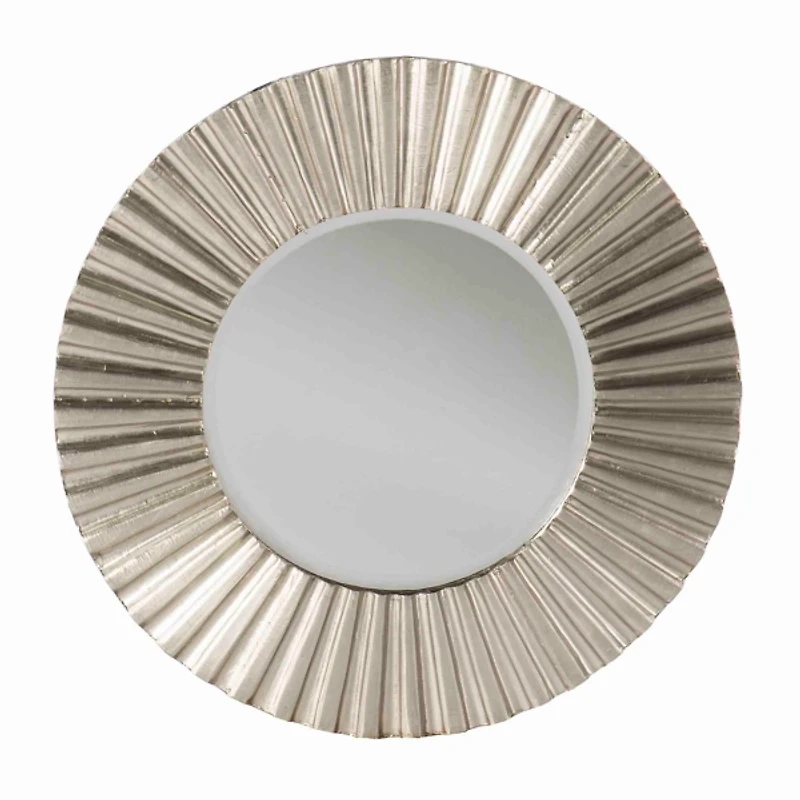Round Silver May Ribbed Wall Mirror