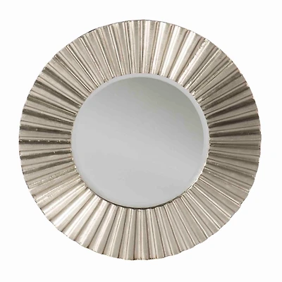 Round Silver May Ribbed Wall Mirror