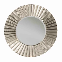 Round Silver May Ribbed Wall Mirror