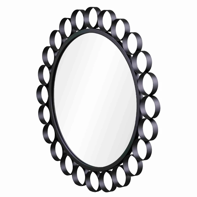 Round Black Metal Rings Mina Wall Mirror