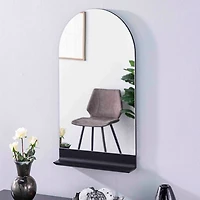 Black Arch Bridget Wall Mirror with Shelf