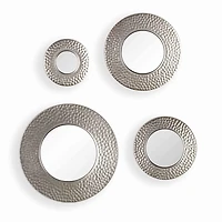 Silver Freda Hammered Iron Wall Mirrors, Set of 4