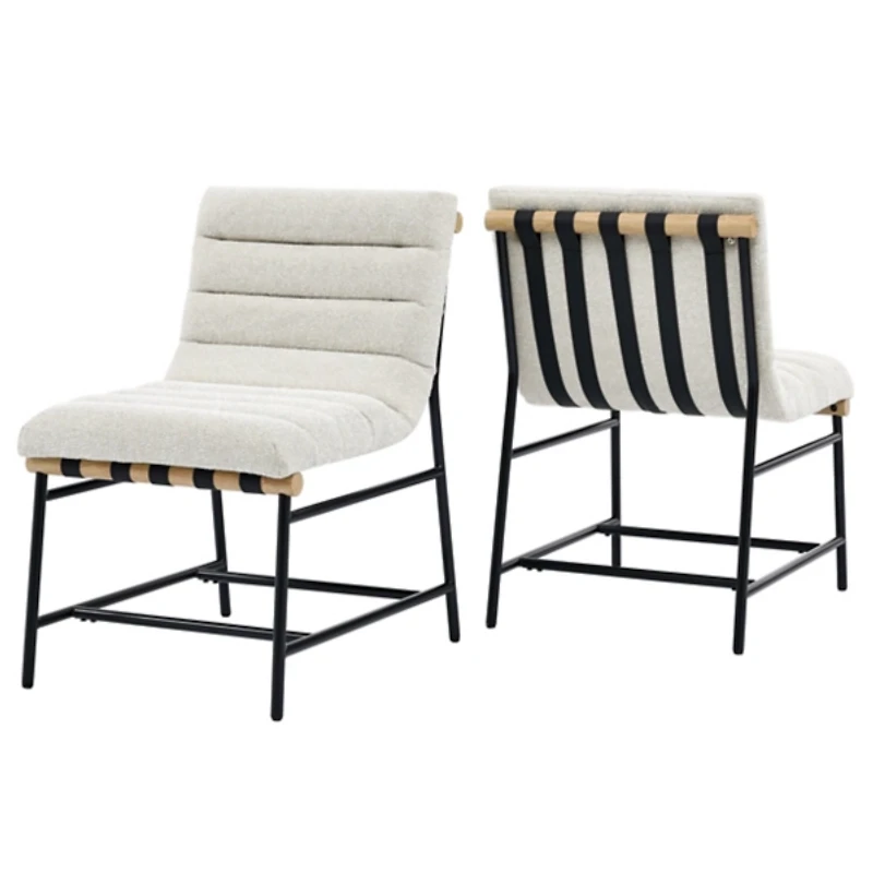 Nicco Eggshell Upholstered Dining Chairs, Set of 2