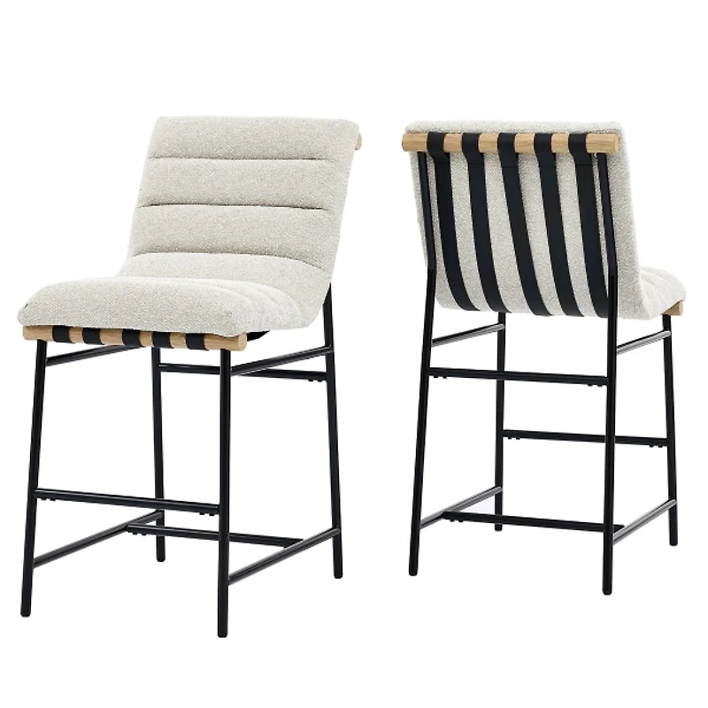 Nicco Eggshell Upholstered Counter Stool Set