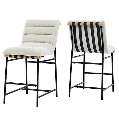 Nicco Eggshell Upholstered Counter Stool Set