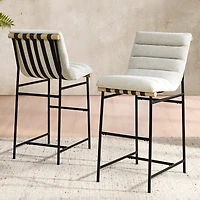 Nicco Eggshell Upholstered Bar Stools, Set of 2