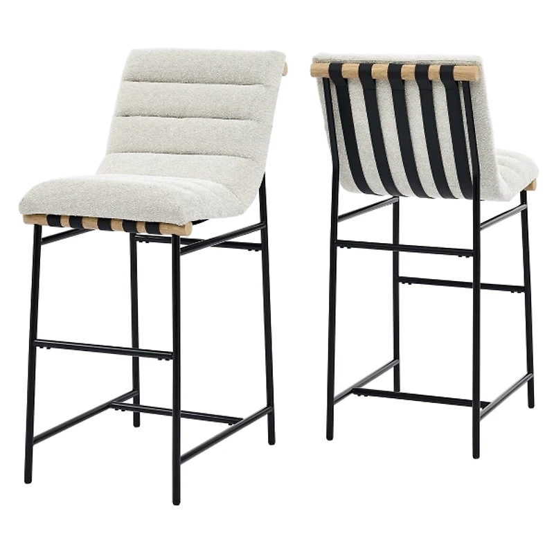 Nicco Eggshell Upholstered Bar Stools, Set of 2