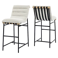 Nicco Eggshell Upholstered Bar Stools, Set of 2