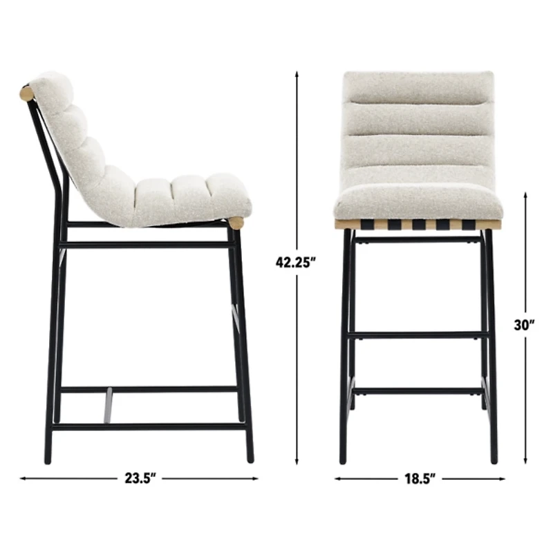 Nicco Eggshell Upholstered Bar Stools, Set of 2