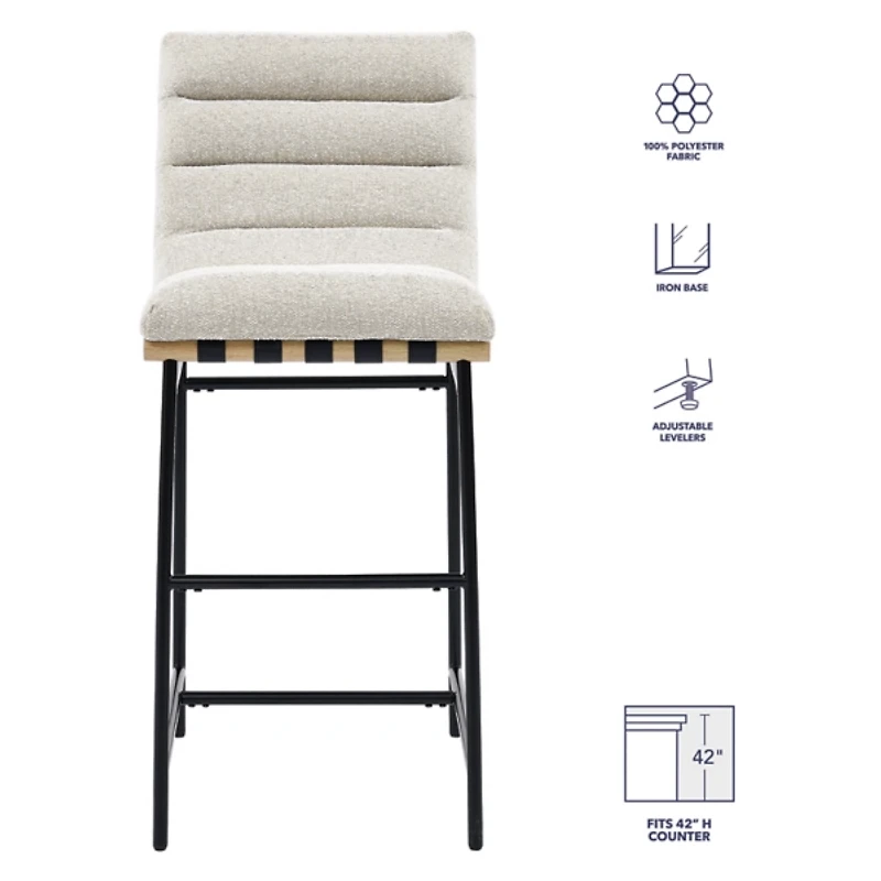 Nicco Eggshell Upholstered Bar Stools, Set of 2